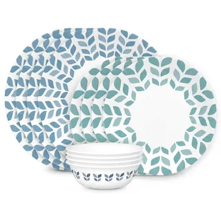 Corelle Vitrelle Glas-Geschirr-Set, splitter- und rissfest, dreilagiges Glas, 12-teiliges Geschirr-Set, Nordkiefern
