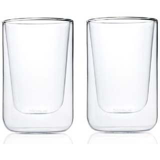blomus -NERO- 2er Set Cappuccino-Gläser aus Glas, 250 ml Fassungsvermögen, doppelwandiges Thermoglas, freischwebend / Schwebeeffekt, spülmaschinenfest (H / B / T: 11,5 x 7,5 x 7,5 cm, Glas, 63654)