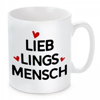 Herzbotschaft Tasse Kaffeebecher mit Motiv Lieblingsmensch, Keramik, Kaffeetasse spülmaschinenfest und mikrowellengeeignet