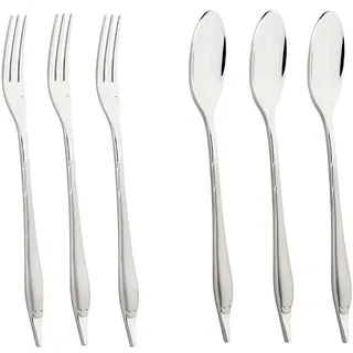 Besteck-Set MULEX "Mini Besteck bestehend aus 3x Löffeln und 3x Gabeln", silber (silberfarben), 6 Stk., Chromstahl, Essbesteck-Sets, praktisch für Camping, Picknick, Wandern - oder einfach für den Salat
