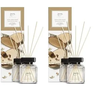 ipuro - Essentials Raumduft Cedar Wood 200ml | Raumerfrischer mit Orange, Zitrone, Rosmarin, Ylang Ylang, Sandelholz & Vanille Duft Aroma | Diffuser mit Stäbchen | Lufterfrischer für die Wohnung