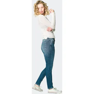 Slim-fit-Jeans FIVE FELLAS "GRACIA" Gr. 29, Länge 30, blau (mittelblau 522, 24m) Damen Jeans Röhrenjeans nachhaltig, Italien, Stretch, magic shape