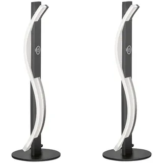 FISCHER & HONSEL LED Nachttischlampe, Dimmfunktion, LED fest integriert, Warmweiß, 2er SET dimmbar mit Metallfuß ausgefallenes Design schwarz