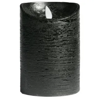 B&S LED-Kerze LED Echtwachskerze schwarz bewegliche Flamme und Timer H:15 x Ø 7.5 cm schwarz 12.5 cm