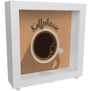 Rahmen Spardose aus Holz mit Kaffeetassenmotiv - als Kaffeekasse für Frisöre und Restaurants eine super Trinkgeldkasse für alle Berufe in denen man regelmäßig EIN kleines