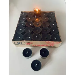 Dänisch Nightlights, Teelichter schwarz 50er Box transparente Hülle Brenndauer ca. 8 Std.