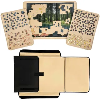 Relaxdays Puzzlekoffer mit Tragegriff Beige,Schwarz