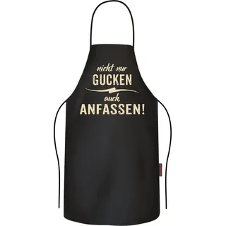 RAHMENLOS® Grillschürze Küchenschürze als Geschenk - Nicht nur gucken, auch anfassen schwarz