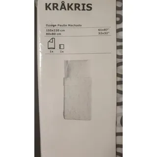 IKEA Bettwäsche-Set KRAKRIS 155x220 WEIß/GRAU