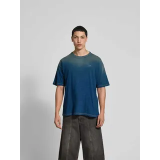 T-Shirt mit Label-Stitching, Hellblau, S