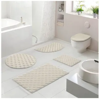 OTTO home Badematte Naala, Badvorleger, Badezimmer Teppich, sehr weich, Höhe 20 mm, rutschhemmend beschichtet, fußbodenheizungsgeeignet, schnell trocknend, Polyester, rechteckig, Karo-Muster, auch als 2-teiliges Set erhältlich, Made in Europe beige rechteckig | 50 cm x 90 cm x 20 mm