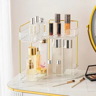 Eck-Badezimmer-Theken-Organizer, 2/3 Ebenen, transparentes Eck-Schminktisch-Tablett, Arbeitsplatte, Schminktisch-Organizer, Tablett, Badezimmer-Arbeitsplatte, Parfüm-Tablett, Organizer,