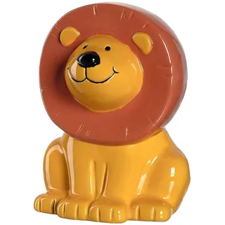Leonardo Bambini Löwe Spardose, Keramik Sparschwein mit Schlüssel, Geschenk für Kinder, Jungen Mädchen, 12,8 cm, orange bunt, 039192