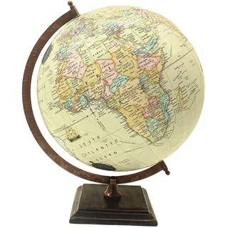 EXERZ 30cm antiker Globus mit quadratischem Holzsockel, moderne Karte in Vintage-Farben, handgefertigt