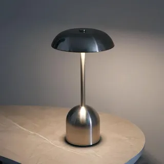 AoLa Akku Pilz Tischlampe Kabellos, Dimmbar Tischleuchte mit Touch Control USB Aufladbar Batterie Leuchte 2000mAh, ohne Kabel Nachttischlampe Mushroom Leselampe für Esszimmer Schlafzimmer,Silber