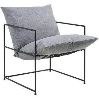 [en.casa] Sessel Utsjoki Textil 61 x 90 x 70 cm Schwarz/Dunkelgrau mit Kissen