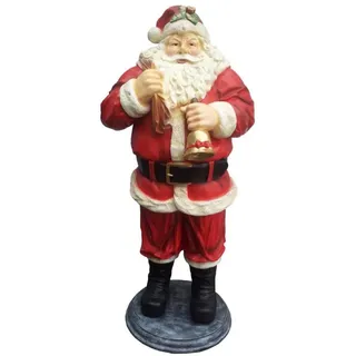 Casa Padrino Luxus Deko Skulptur Weihnachtsmann mit Glocke Rot / Mehrfarbig H. 185 cm - Lebengroße Weihnachts Deko Figur - XXL Deko Skulptur - XXL Deko Figur - XXL Weihnachts Skulptur