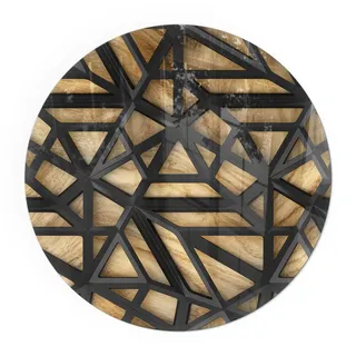 Tulup Kaminbodenplatte Glas/Holz rund 70 x 70 x 0,4 cm Braun