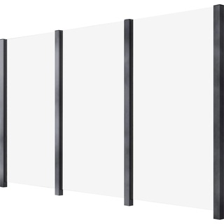 STAKET PRO Zaun Zaunelemente Glaszaun, Gesamtlänge: 3,361 m, 4 Pfosten Gr. L: 3,36 m H/L:, grau Zaunelemente