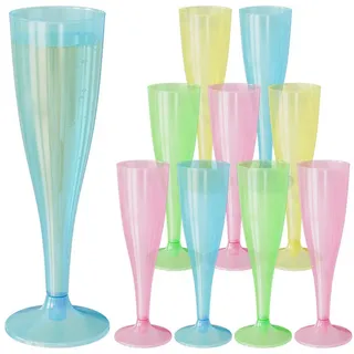 Wellgro Glas Sektgläser Set 150 ml Kunststoff bunt transparent, 120-tlg.