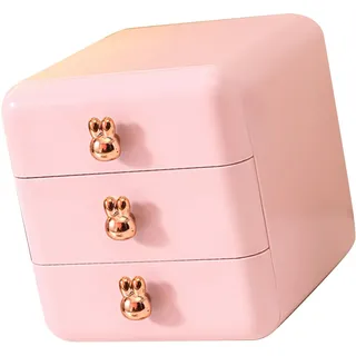 Schreibtisch-Organizer, Kunststoff-Schubladen-Aufbewahrungsbehälter, Kompakte Aufbewahrungsorganisation, Schubladen-Set, Make-up-Organizer, Schreibtisch-Organizer Für Zuhause(Three Layers-Rosa)
