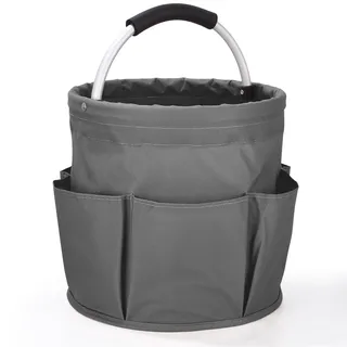 Zhufas Putzmittel Organizer,Universal Reinigungs-Caddy,Faltbare Aufbewahrungskorb mit Griff und sechs Tasche für Innenbereich,Garten,Badezimmer(Grau)