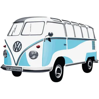 BRISA VW Collection - Volkswagen Selbstklebendes Wand-Tattoo-Aufkleber-Dekoration-Poster mit T1 Bulli Bus Samba Design(Silhouette/Blau)