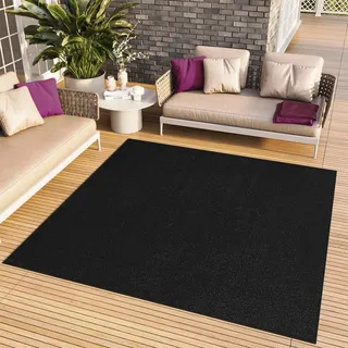 TAPISO Mono Quadrat Teppich Kurzflor Indoor Outdoor UV-beständig Schwarz Einfarbig Wohnzimmer Schlafzimmer Kinderzimmer Modern ÖKO-TEX 250 x 250 cm