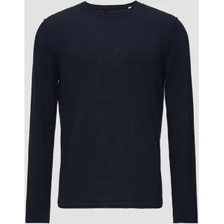 S.Oliver - Strickpullover mit Flammgarnstruktur und Rollsaum-Details, Herren, blau, S