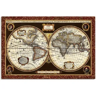 Wandbild ARTLAND "Weltkarte", braun (farbe bild(er): braun), B:120cm H:80cm, Bilder, als Alubild, Leinwandbild, Poster in verschied. Größen