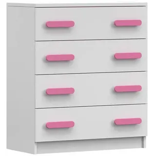 Deine Möbel 24 Kinderkommode, Weiß, Rosa, Holzwerkstoff, 80x90x40 cm, Babymöbel, Kinderkommoden