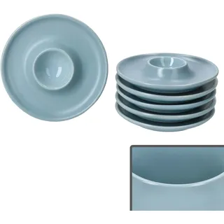 Ritzenhoff 6x Jasper Eierbecher mit Ablage Graublau Steingut 6 Personen Brunch