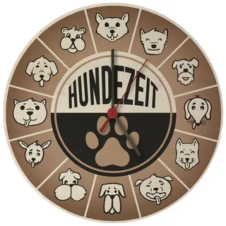 speecheese Wanduhr Hundezeit mit lustigen Hunden Wanduhr aus MDF 26,5 cm