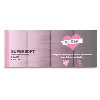 roosa Supersoft Toilettenpapier 8 Rollen 130 Blatt / Rolle 3-lagig
