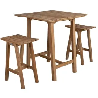Brafab Keros Bar-Set aus Teakholz, 2 Barsessel und 1 Bartisch 80x80cm