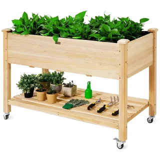 komfotteu Hochbeet Gartenbeet 120 x 59 x 84 cm Beige