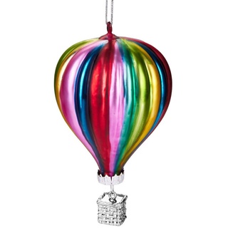 BRUBAKER Christbaumschmuck Mundgeblasene Baumkugel Heißluftballon, Lustige Weihnachtskugel Bunt, schwebende Weihnachtsdekoration aus Glas, handbemalt - ca. 11 cm bunt