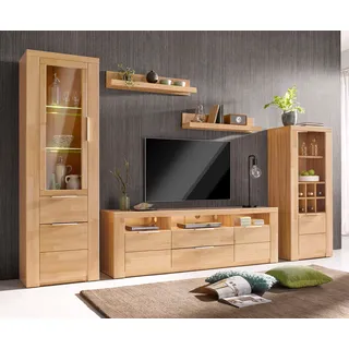 OTTO home Wohnwand Zara, (Set, 5-St), teilmassives Holz braun