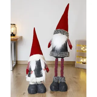 Dekoleidenschaft Dekofigur Wichtel Weihnachtsfrau mit Teleskop-Beinen, max. 100 cm hoch, Weihnachtswichtel, Dekowichtel, Weihnachtsdeko