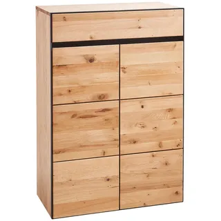 Linea Natura Kommode, Anthrazit, Eiche, Holzwerkstoff, Wildeiche, furniert, teilmassiv, 3 Fächer, 1 Schubladen, 82x119x38 cm, Wohnzimmer, Kommoden & Sideboards, Kommoden