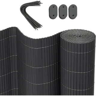 Woltu - Pvc Sichtschutzmatte 100 X 300 Cm (h X L), Sichtschutz Sichtschutzzaun Mit Kabelbindern, Uv-beständig Wetterfest Windschutz Balkonverkleidung Zaunblende Für Garten Balkon Terrasse, Grau