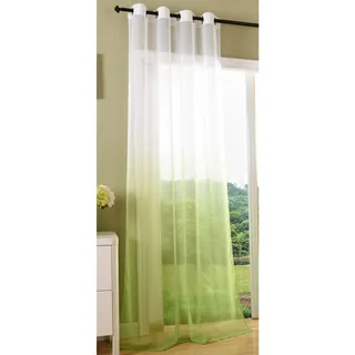 Schal transparent Farbverlauf Vorhang mit Ösen Gardine Voile, 1 Stück 245x140, Apfelgrün, 204202