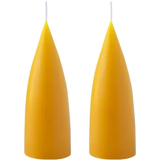 Kunstindustrien® Stumpenkerzen, Hergestellt in Dänemark, 43 Farben verfügbar, Kegel Kerze, Durchgefärbte Stumpenkerze lange Brenndauer von 15 Stunden, Kerzen Deko, 2 Stück, 6,5 x 16cm (Gelb)