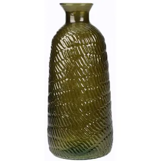 H&S Collection Blumenvase Livorno - dunkelgrun transparent - D13 x 31 cm