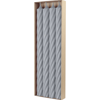 Stabkerzen aus Paraffin, RUSTIC TWIST, 350/28 mm, Silbergrau, WENZEL, Brenndauer ca. 20h, 4 Stück pro Verpackung