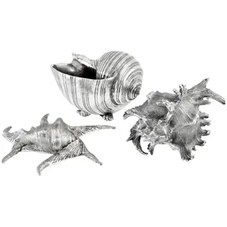 Casa Padrino Luxus Aluminium Muscheln Antik Silber - Deko 3er Set