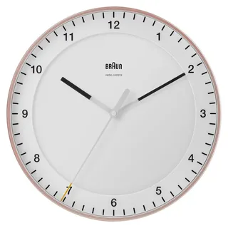 Braun Klassische Funkwanduhr in Pink/Weiß / präzises Leisegangwerk / Sekundenzeiger mit Floating-Effekt (ohne Ticken) / gehärtetes Glas / 30 cm