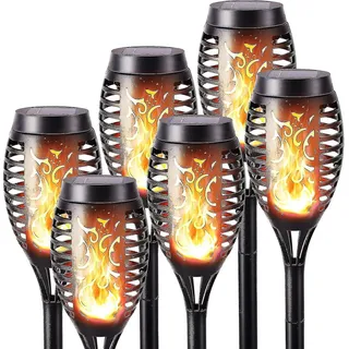 Solarleuchten Für Den Außenbereich – 6er-pack Wasserdichte Solarfackeln Mit Solarflammen Für Dekoration, Garten, Terrasse Und Wege
