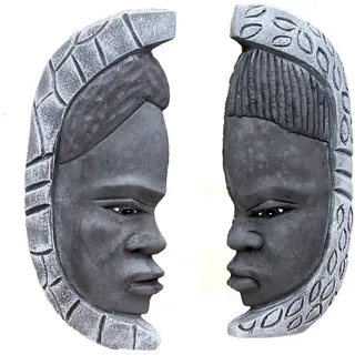 Stone and Style Wanddekoobjekt Frostfestes Wandrelief 2er-Set Loango Kongo (2 St) grau