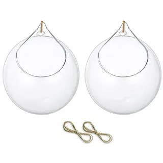 Gcroet 2pcs hängende Glaskugel Terrarium Succulenten Kugeln, Glas Pflanzer Großer Öffnungsluftfarn -Pflanzen Vase -Kleiderbügel, Succulents Pflanzer Globe Air Farn Pflanzen Halter Vase Hanger 10 cm